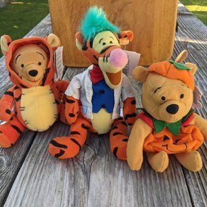 Disney Halloween Beanie Winnie the Pooh and Tigger Bundle Set of 3